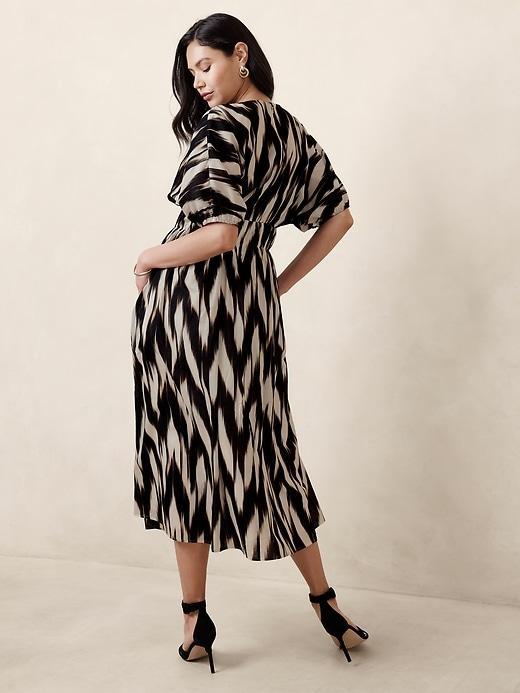 Voile Elbow-Sleeve Midi Dress Product Image