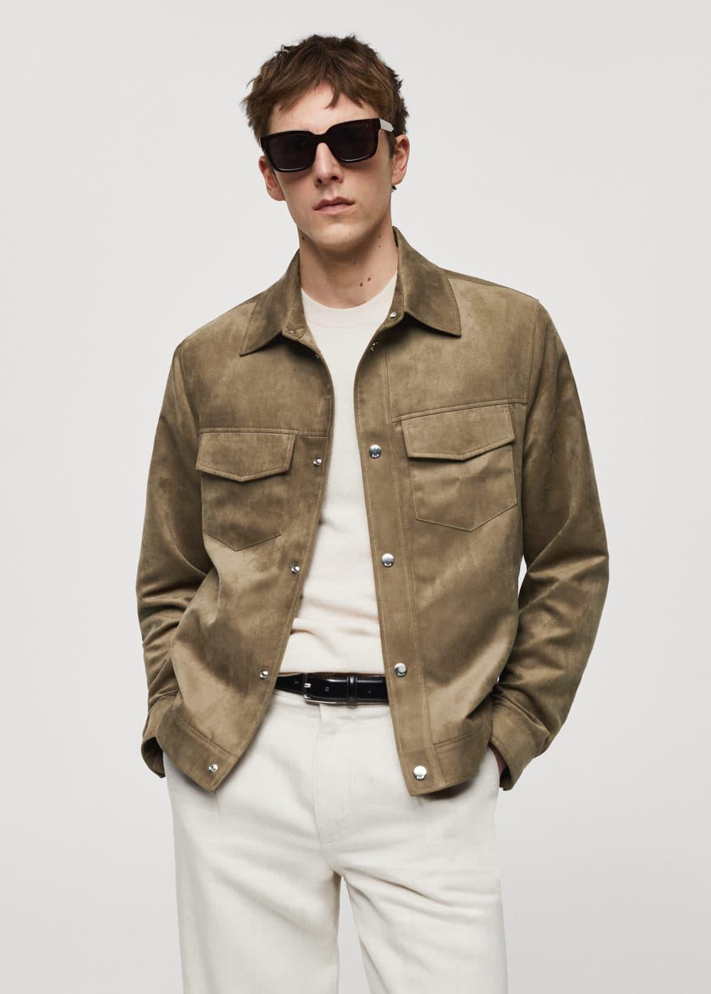 MANGO MAN - Suede-effect jacket with pockets khakiMen Product Image