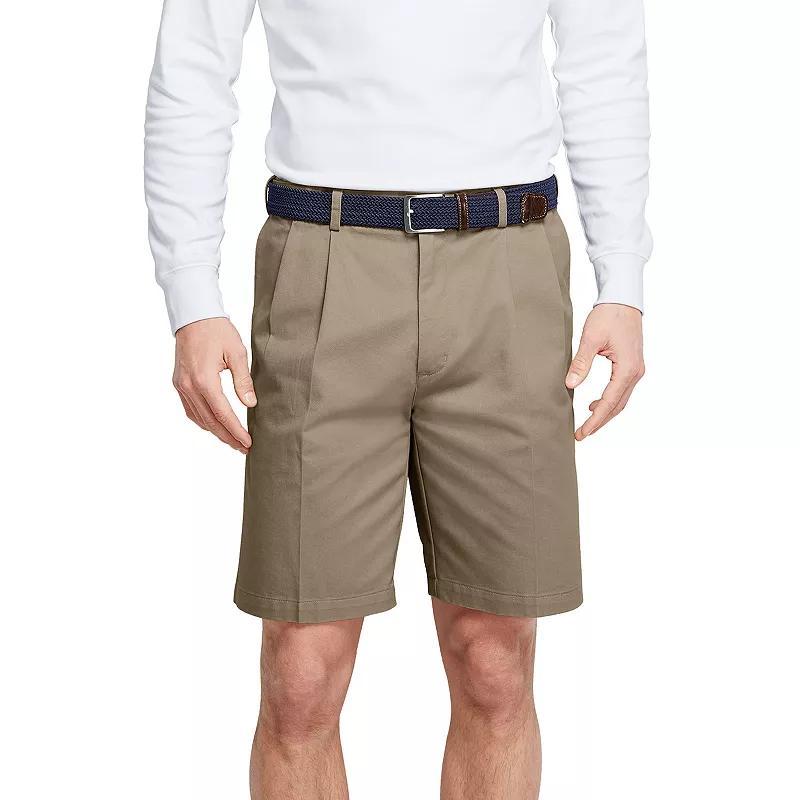 Lands End Mens Big and Tall Comfort Waist Pleated 9 Inch No Iron Chino Shorts Product Image