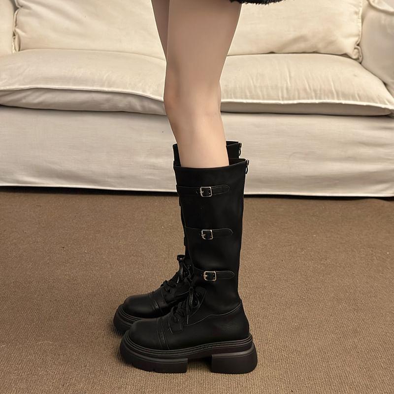 Buckled Platform Tall Boots Product Image