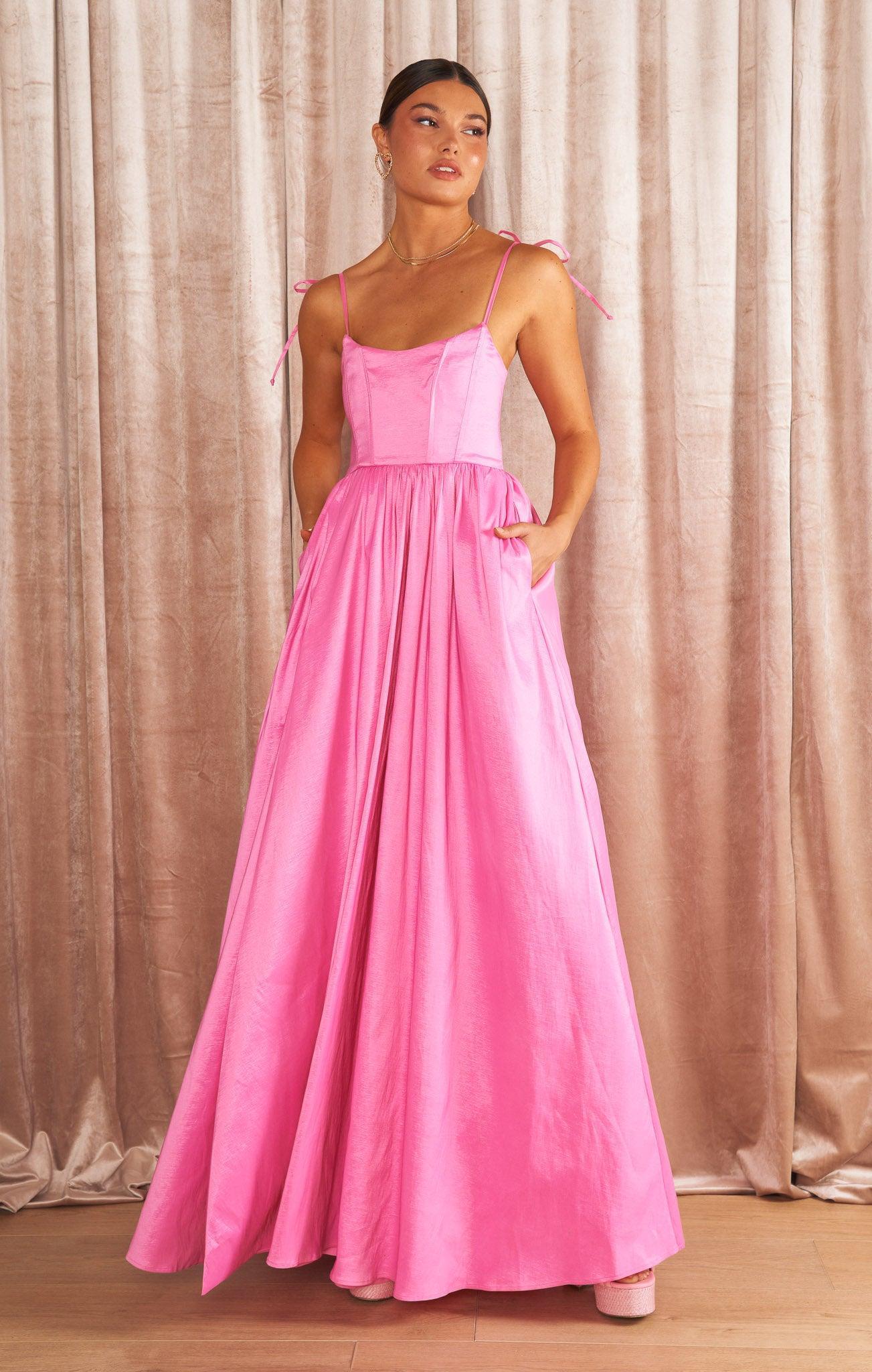 Juliet Maxi Dress ~ Pink Taffeta Product Image