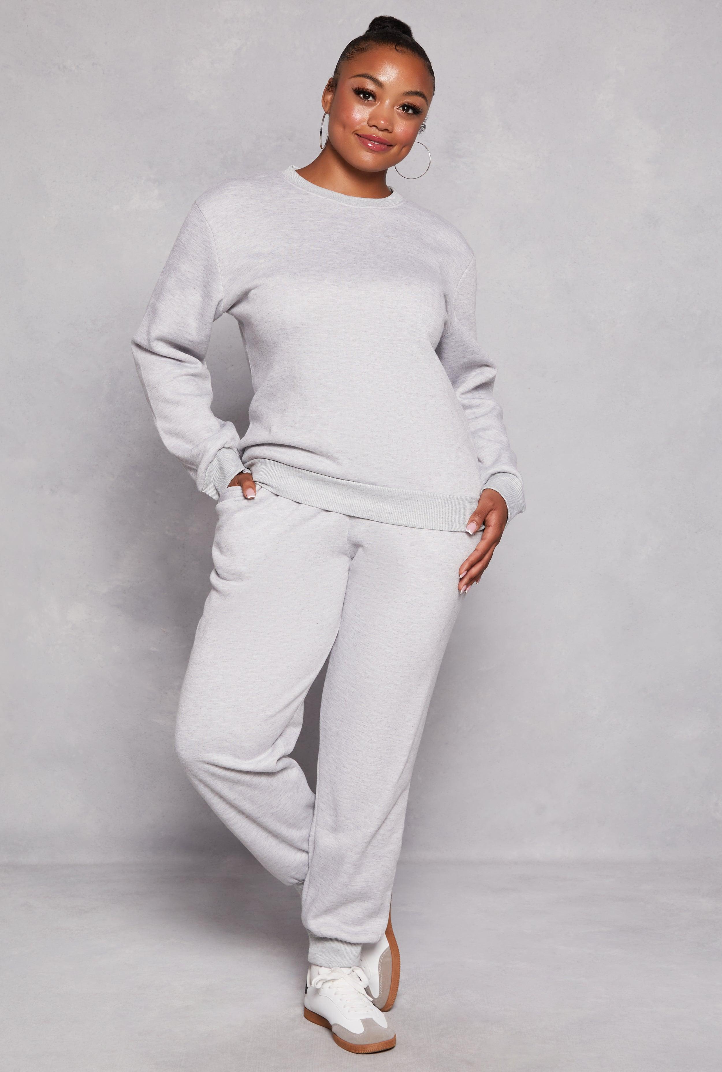 Womens Plus Size Solid Fleece Drawstring Joggers product image