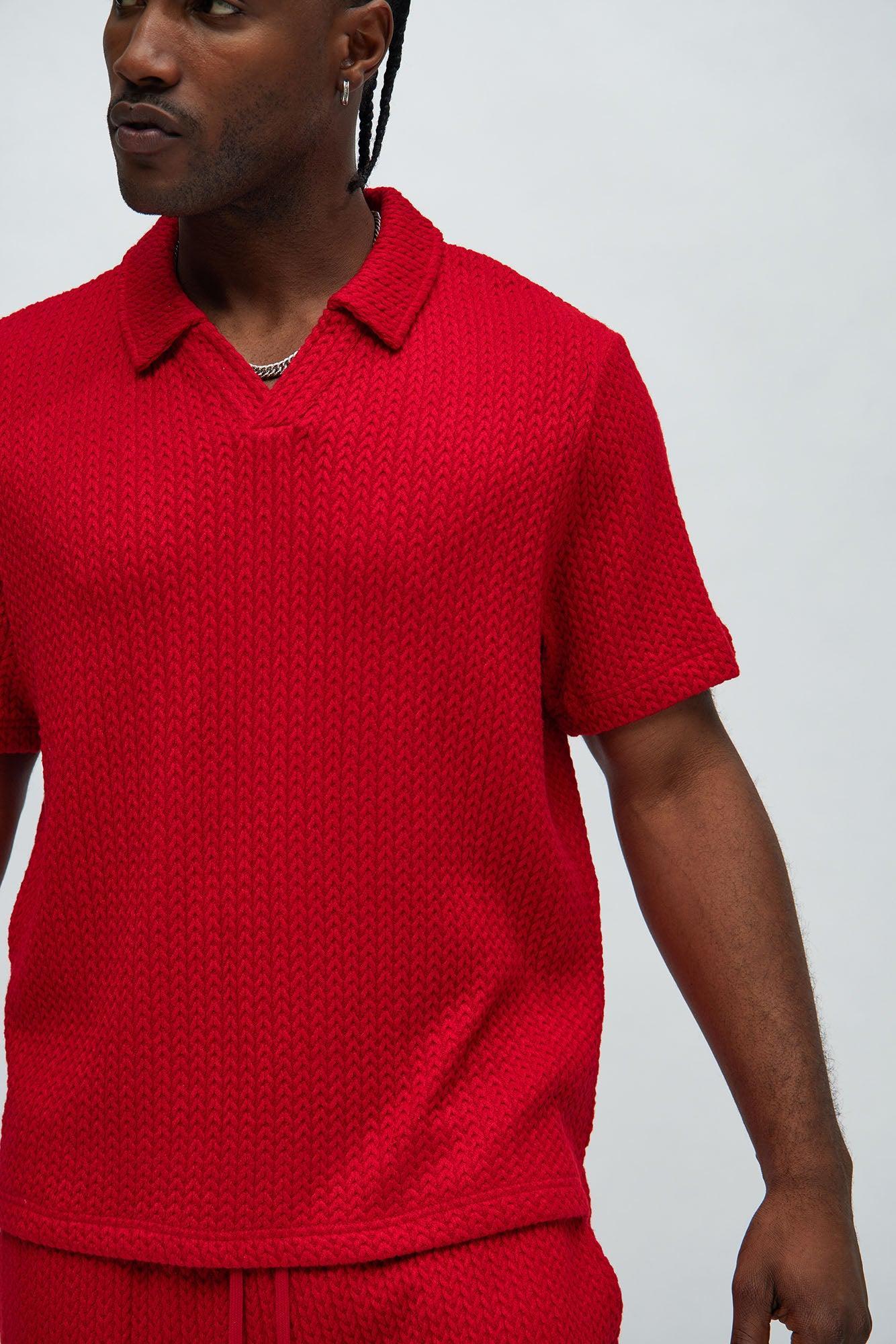 Catanina Textured Polo - Red Product Image