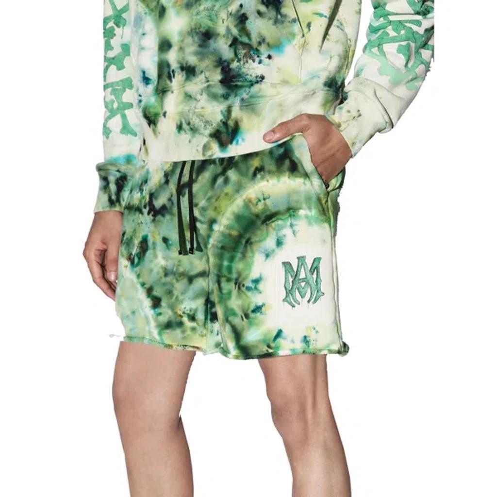 Tie-dye Cotton Shorts In Green Product Image