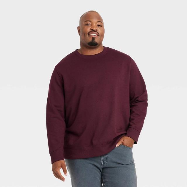 Mens Big & Tall Standard Fit Crewneck Pullover Sweatshirt - Goodfellow & Co Pomegranate Red 3XL Product Image