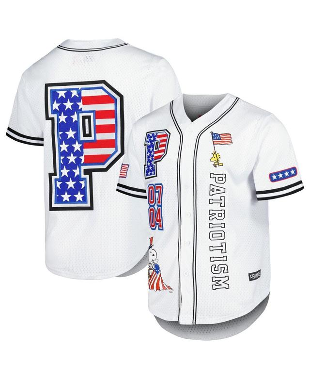 Freeze Max Mens White Peanuts Patriotism Baseball Jersey - White Product Image