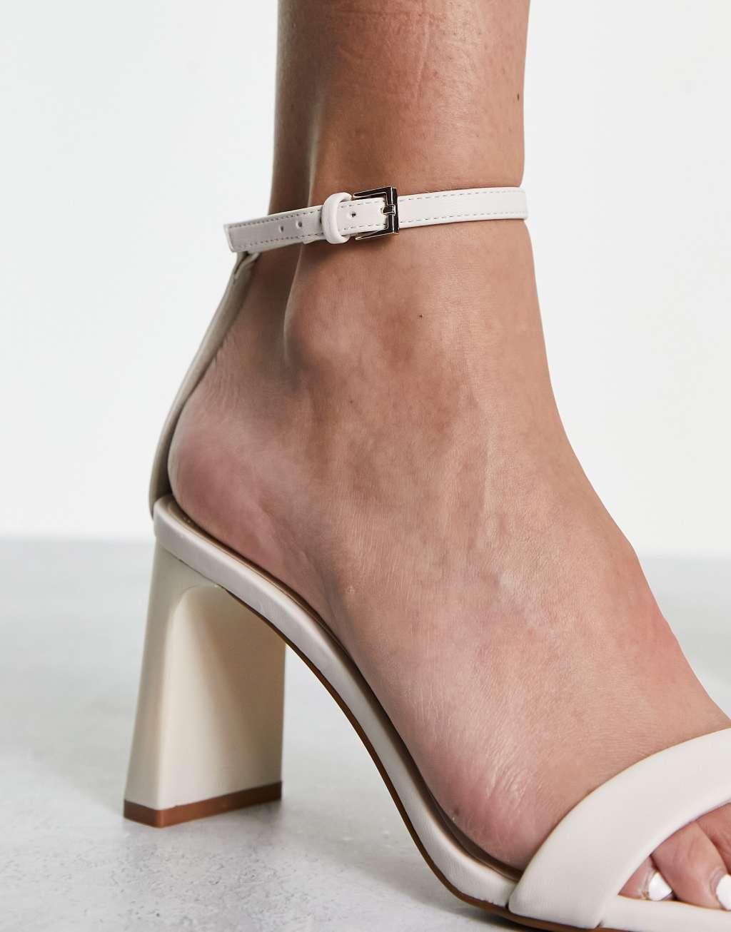 Stradivarius heeled sandal in white Product Image