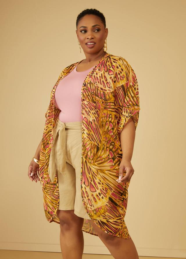 Plus Size Butterfly Print Kimono Ashley Stewart Product Image