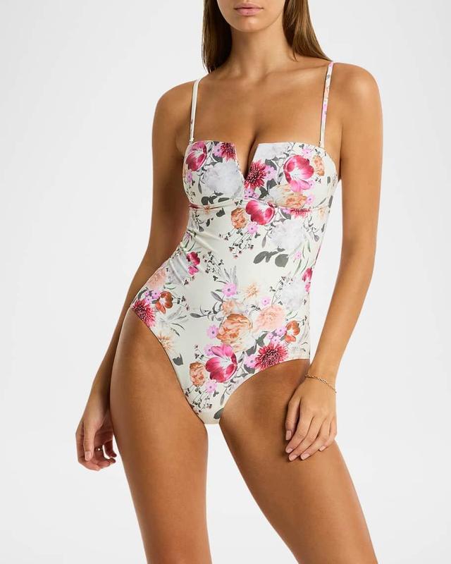 Vee Floral Bandeau One-Piece Swimsuit Product Image