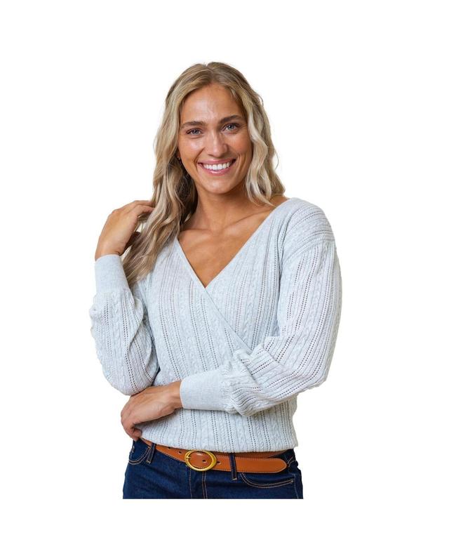 Hope & Henry Womens Long Sleeve Reversible Cable Wrap Sweater Product Image