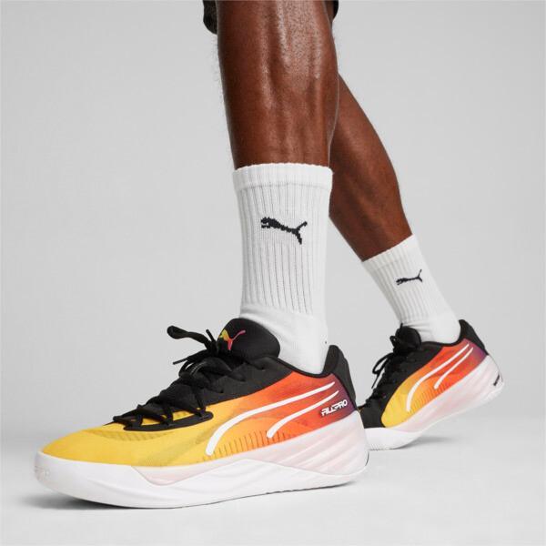 PUMA All-Pro NITRO™ SHOWTIME Men's Basketball Shoes in Yellow Sizzle/Purple Glimmer Product Image