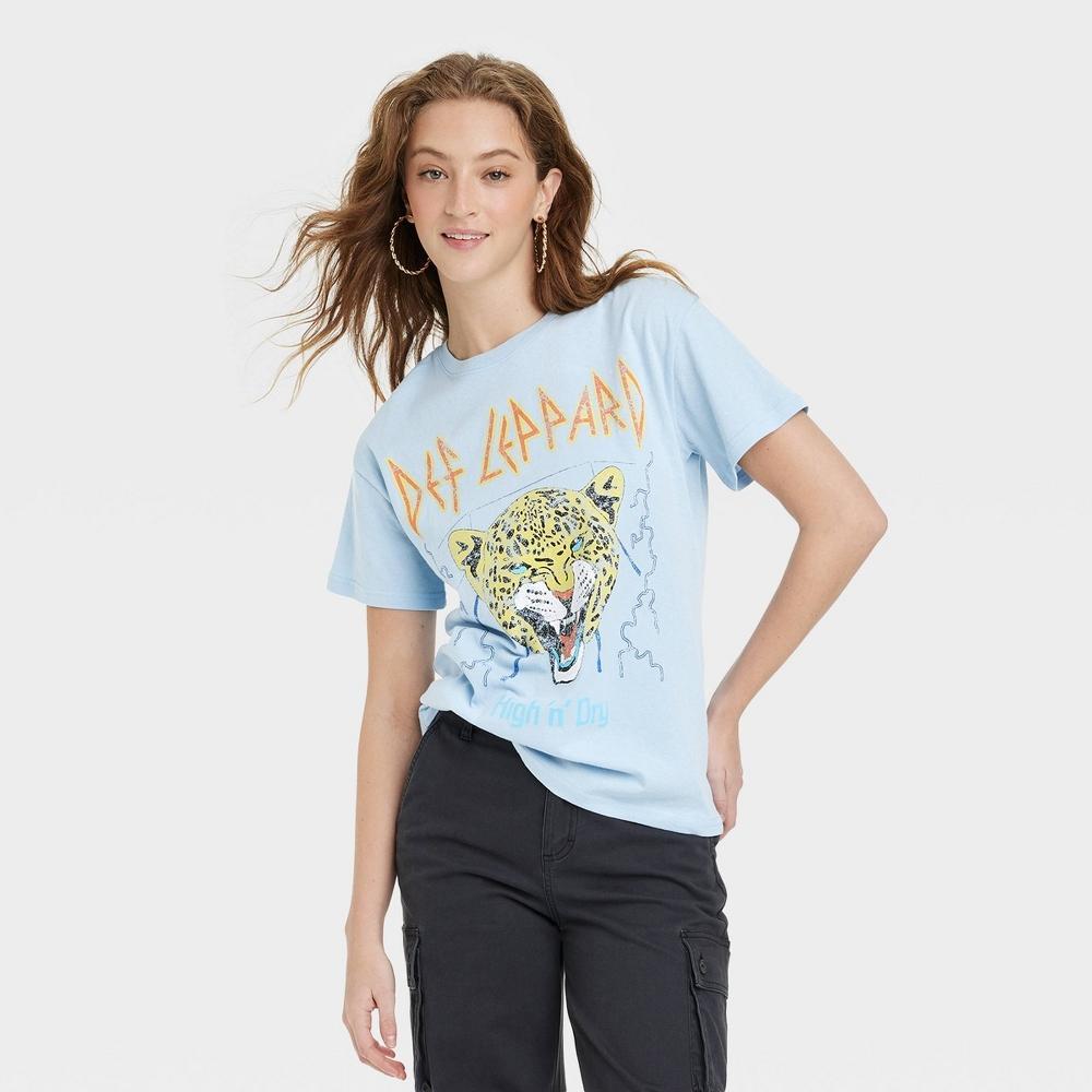 Womens Def Leppard Short Sleeve Graphic T-Shirt - Blue Product Image