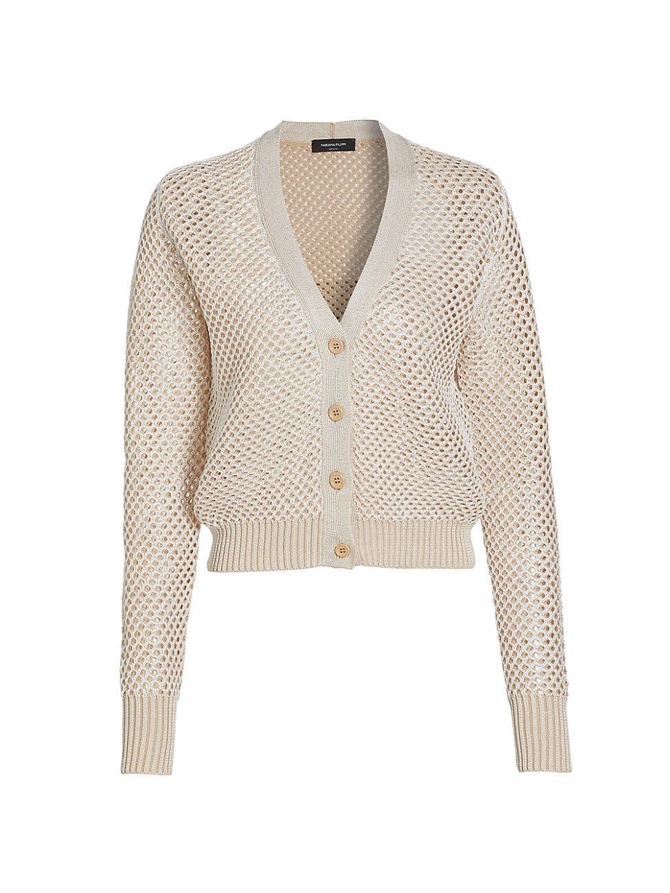 Womens Knit Mesh Cotton-Blend Cardigan Product Image