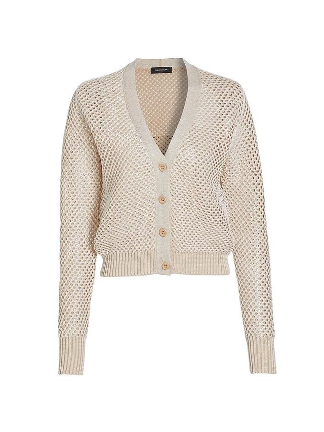 Womens Knit Mesh Cotton-Blend Cardigan Product Image