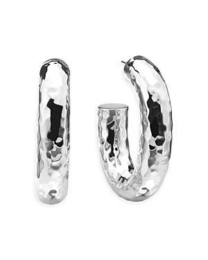 Thick Hammered Oval Hoop Earring in Sterling Silver Product Image