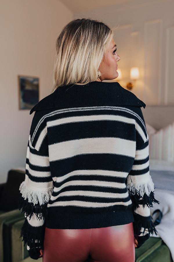 Stripe Along Frayed Sweater Product Image