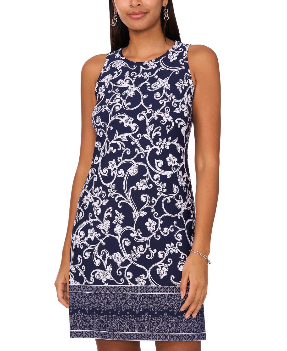 Msk Womens Sleeveless Printed Keyhole Shift Dress Product Image