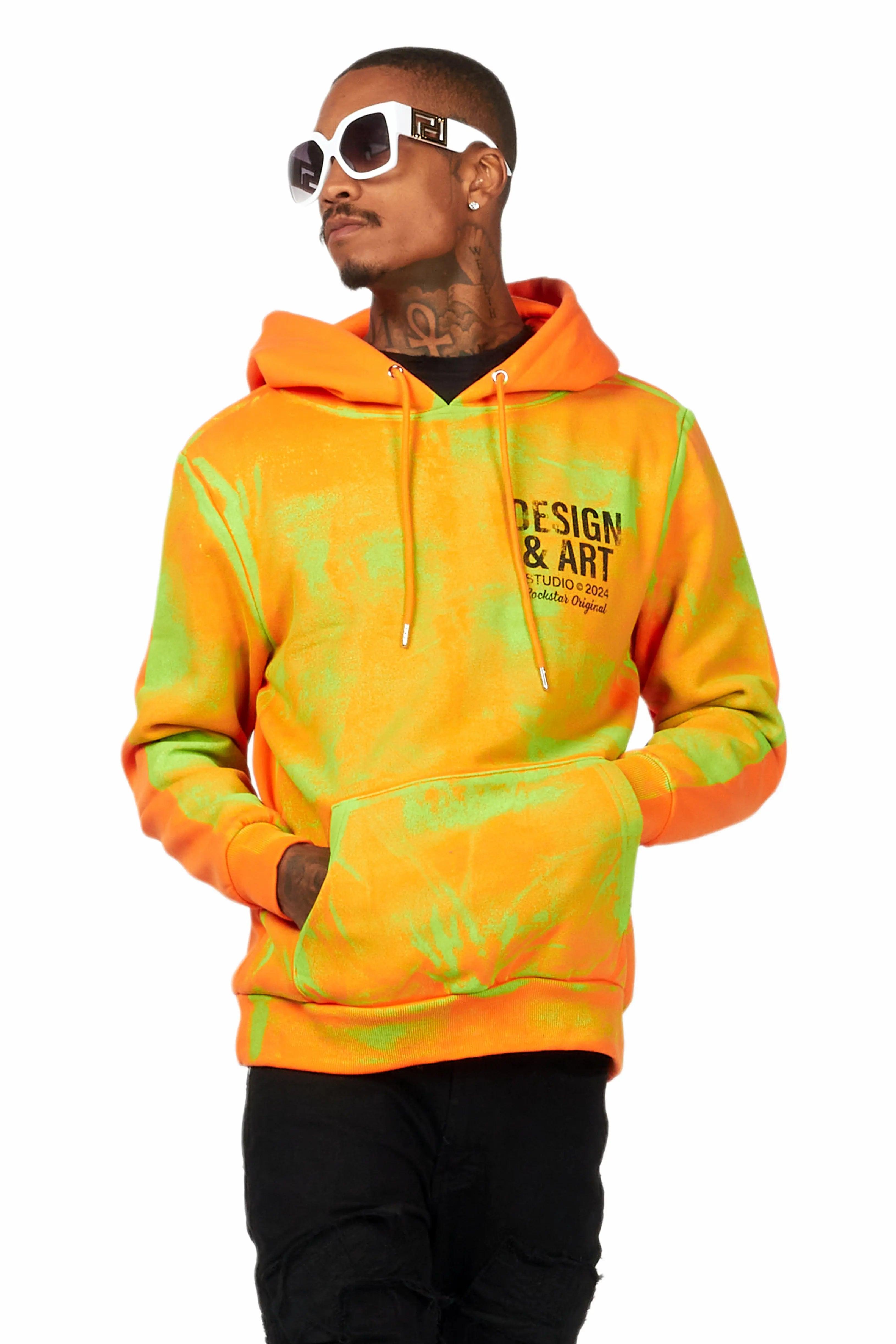 Cano Orange/Green Graphic Hoodie Male Product Image