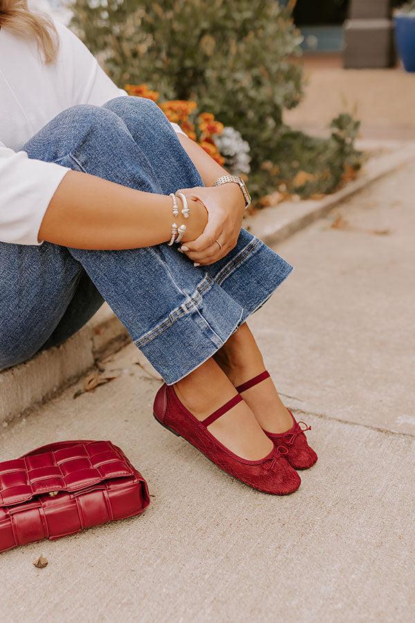 The Myla Lace Flats in Wine Product Image