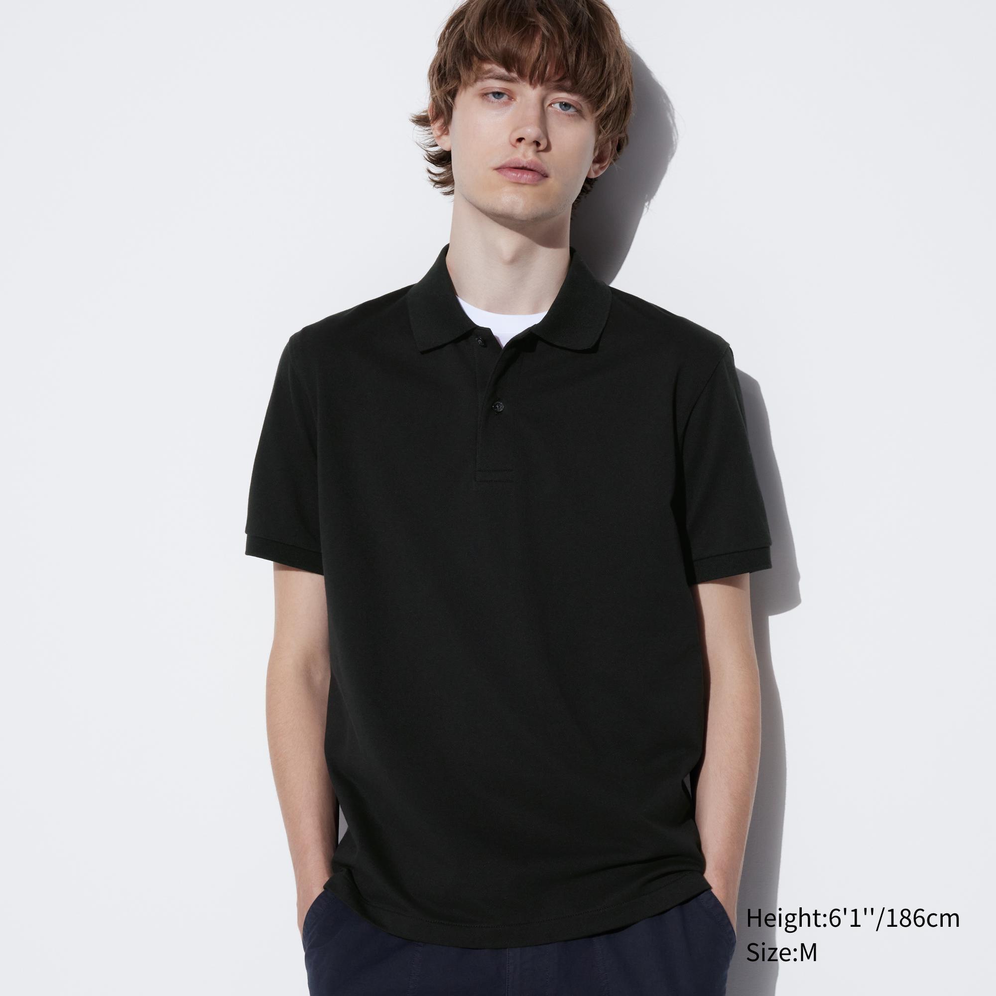 Mens Dry Pique Polo Shirt Black Small UNIQLO US Product Image