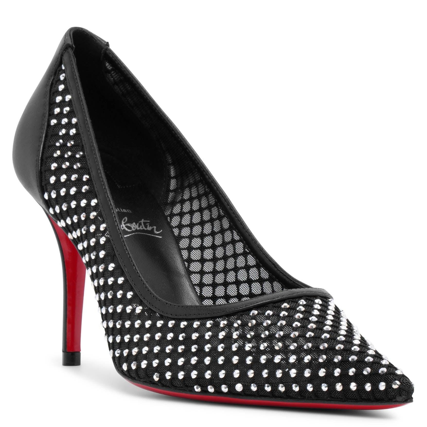 CHRISTIAN LOUBOUTIN Apostropha Mesh Strass Pumps 80 In Schwarz Product Image