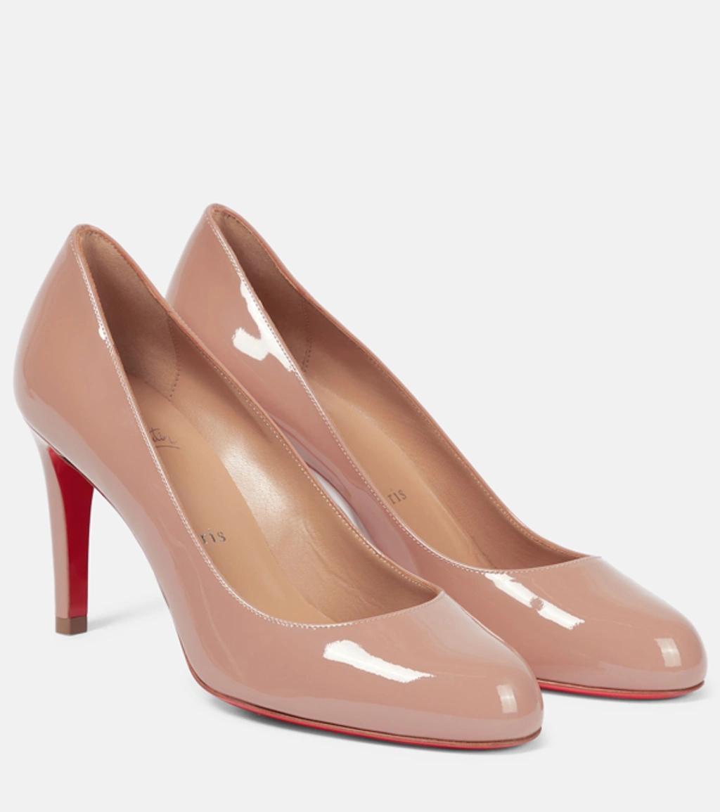 CHRISTIAN LOUBOUTIN Pumppie 85 Patent Leather Pumps In Beige Product Image