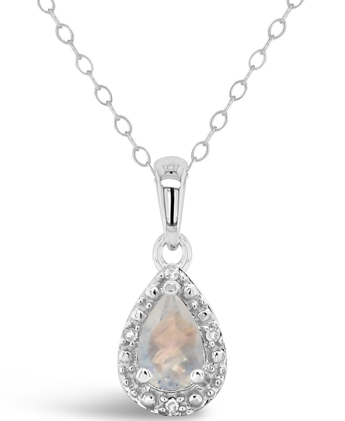 Celebration Gems Sterling Silver Pear Shaped Diamond Accent Frame Pendant Necklace, Womens White Product Image