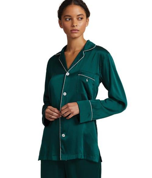 Womens Heritage Long Silk-Blend Pajama Set Product Image