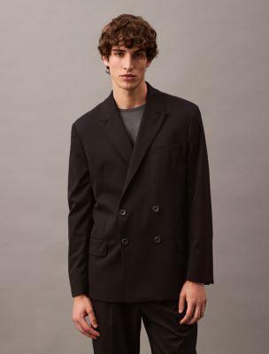 Double-Breasted Wool Gabardine Blend Blazer Product Image