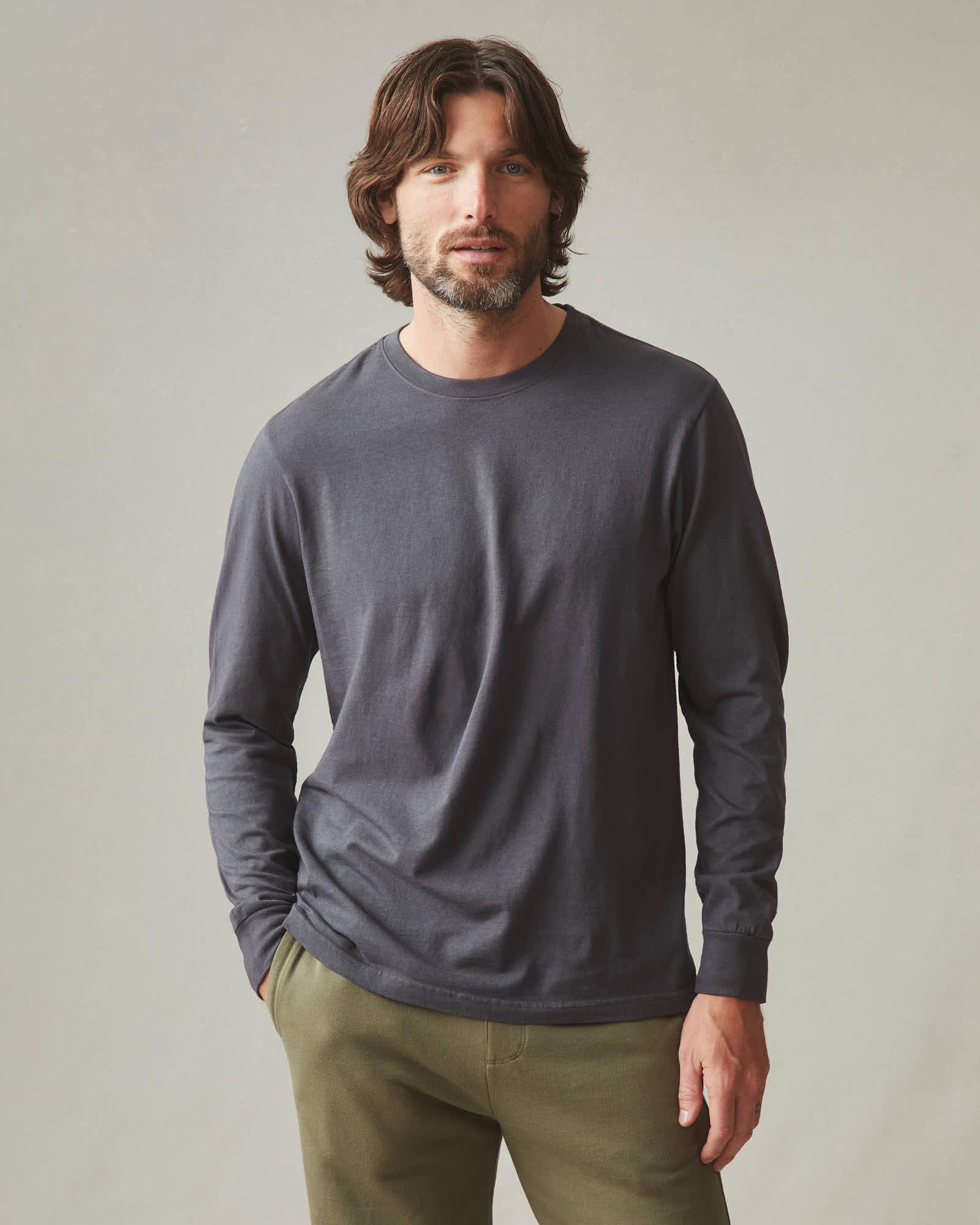 Vintage Crew Long Sleeve Tee - Washed Metropolitan Grey Male Product Image