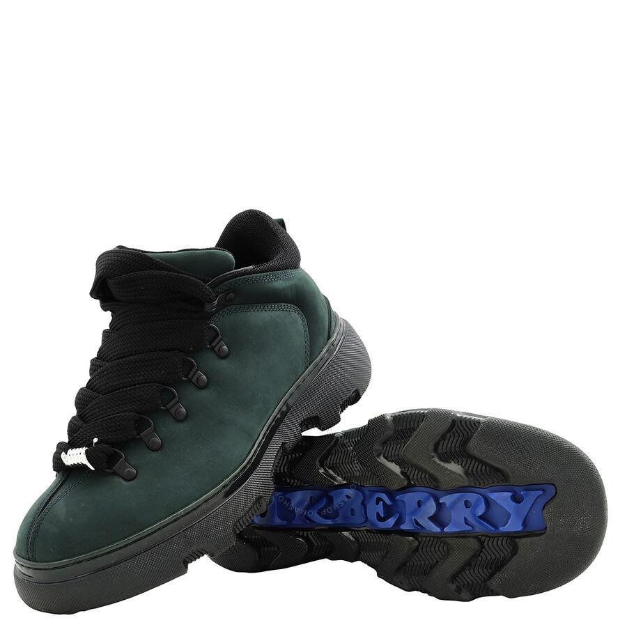 BURBERRY Nubuck Lace Up Trek Boots In Green Product Image