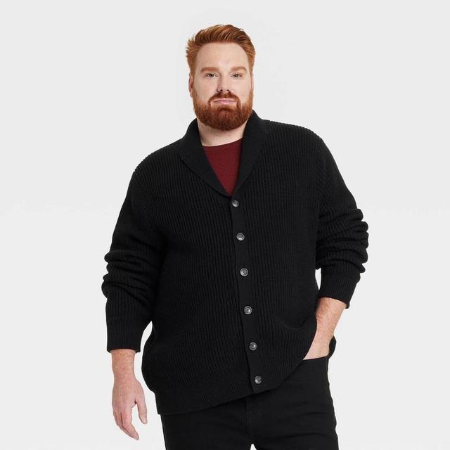 Mens Big & Tall Shawl Collared Cardigan - Goodfellow & Co Black 4XLT Product Image