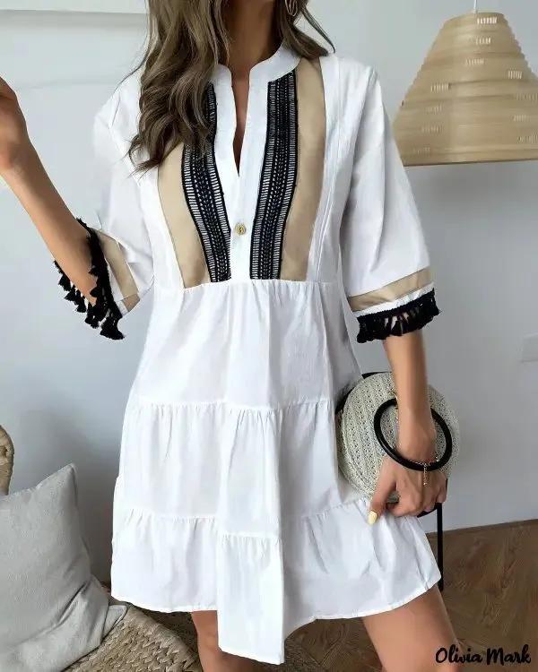 Olivia Mark – Casual Dress with Buttoned Pompoms product image