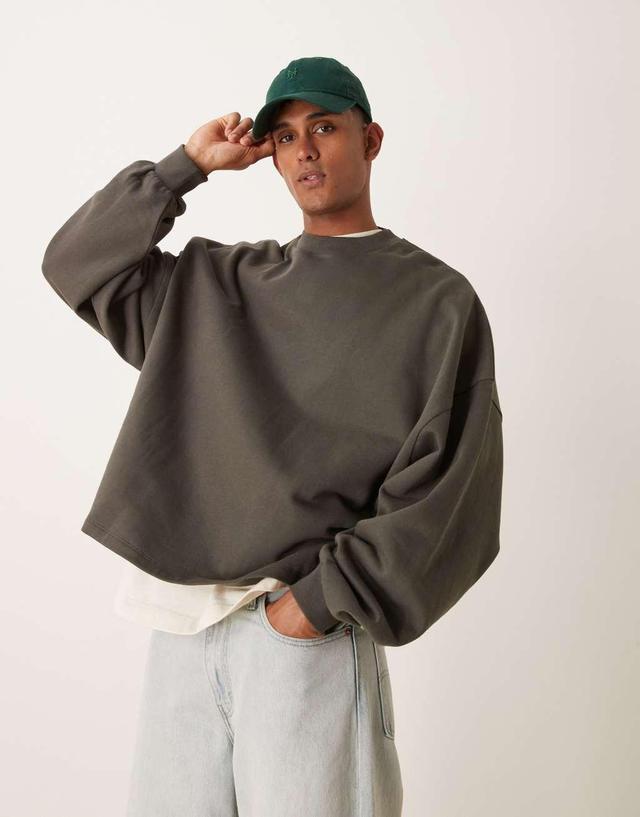 ASOS DESIGN essential extreme oversized sweatshirt in khaki Product Image