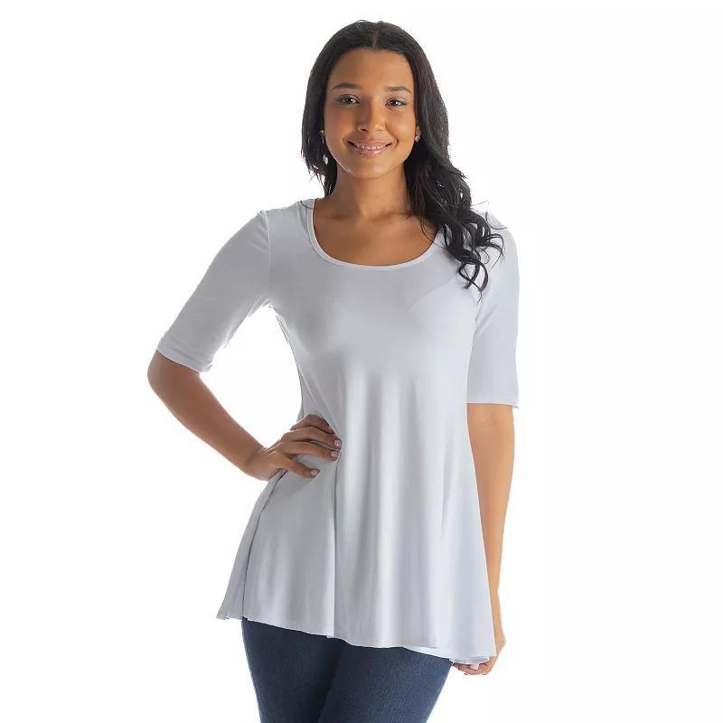 Womens 24Seven Comfort Apparel Elbow Sleeve Swing Tunic Top Product Image