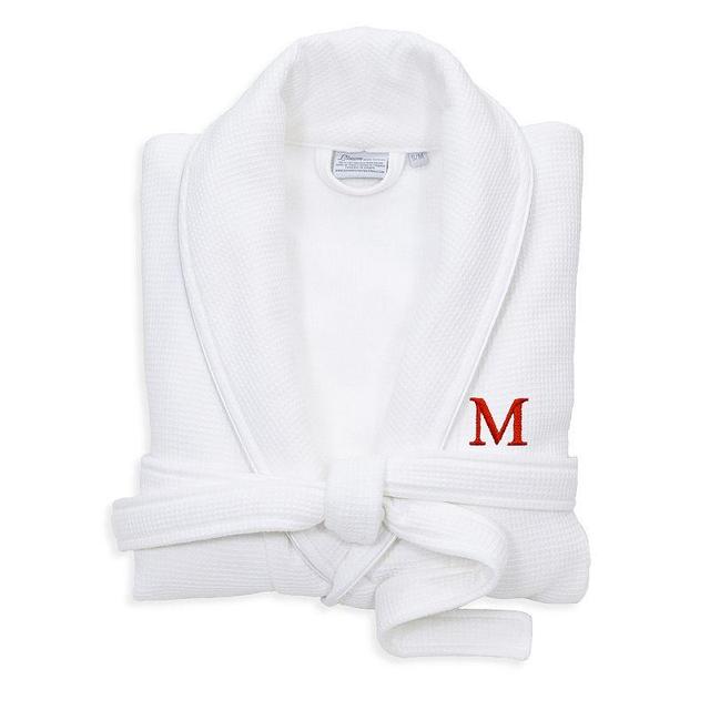 Linum Home Textiles Turkish Cotton Personalized Satin Piped Trim Waffle Terry White Bathrobe, Womens Product Image