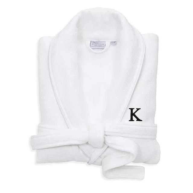 Linum Home Textiles Turkish Cotton Personalized Satin Piped Trim Waffle Terry White Bathrobe, Womens Product Image