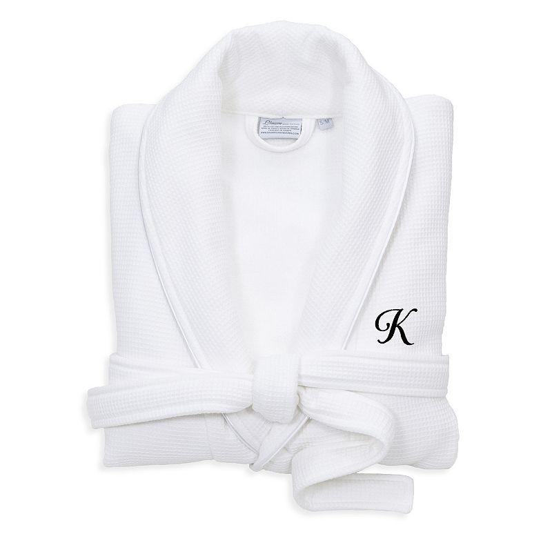 Linum Home Textiles Unisex Personalized Turkish Cotton Waffle Terry Satin Piped Trim Bathrobe, Womens Product Image