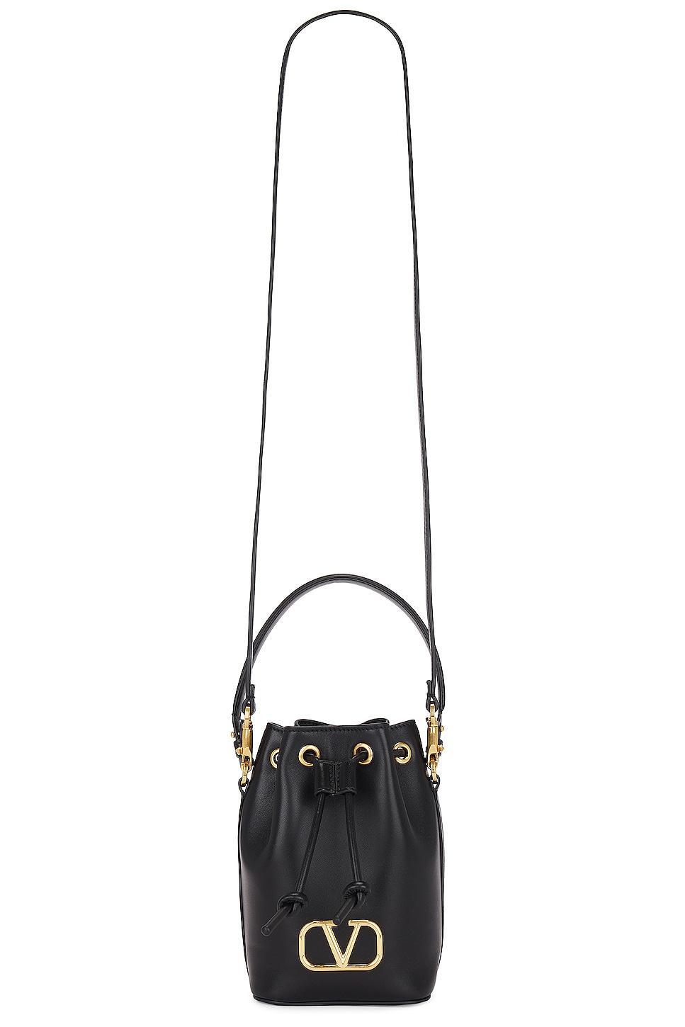 Valentino Garavani V Logo Signature Mini Bucket Bag in Black Product Image