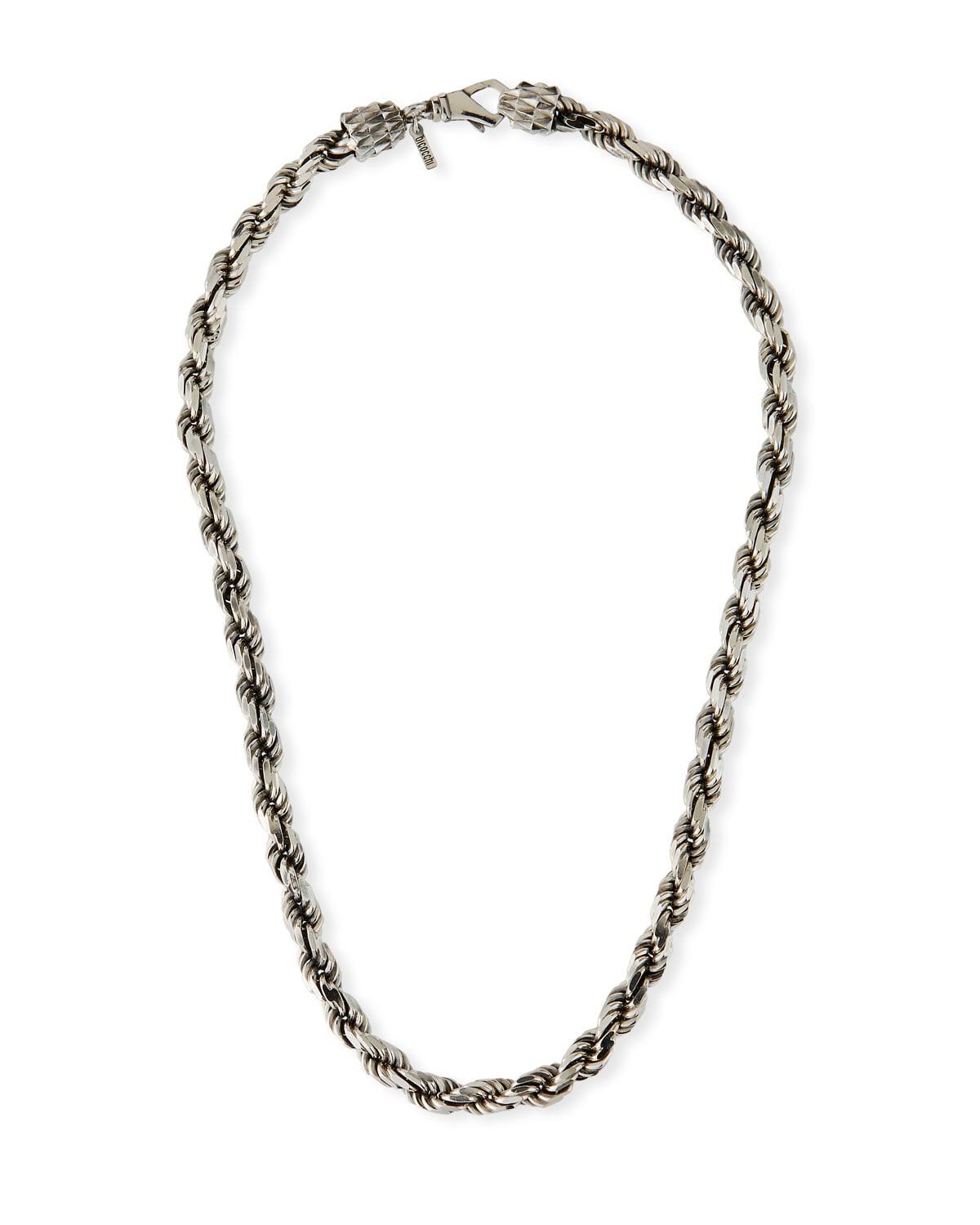 Mens French Rope Chain Necklace, Silver Product Image