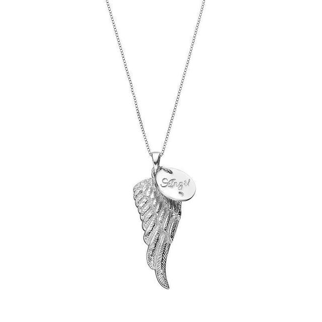 Gemminded Sterling Silver Diamond Accent Angel Charm & Wing Pendant, Womens White Product Image