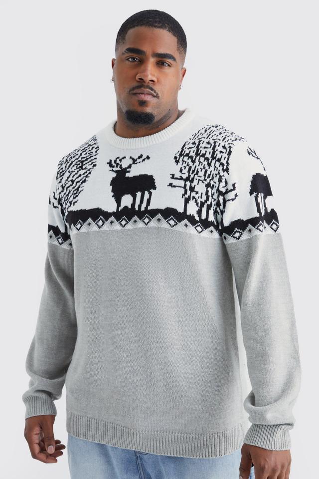 Plus Fair isle Knitted Christmas Sweater | boohooMAN USA Product Image