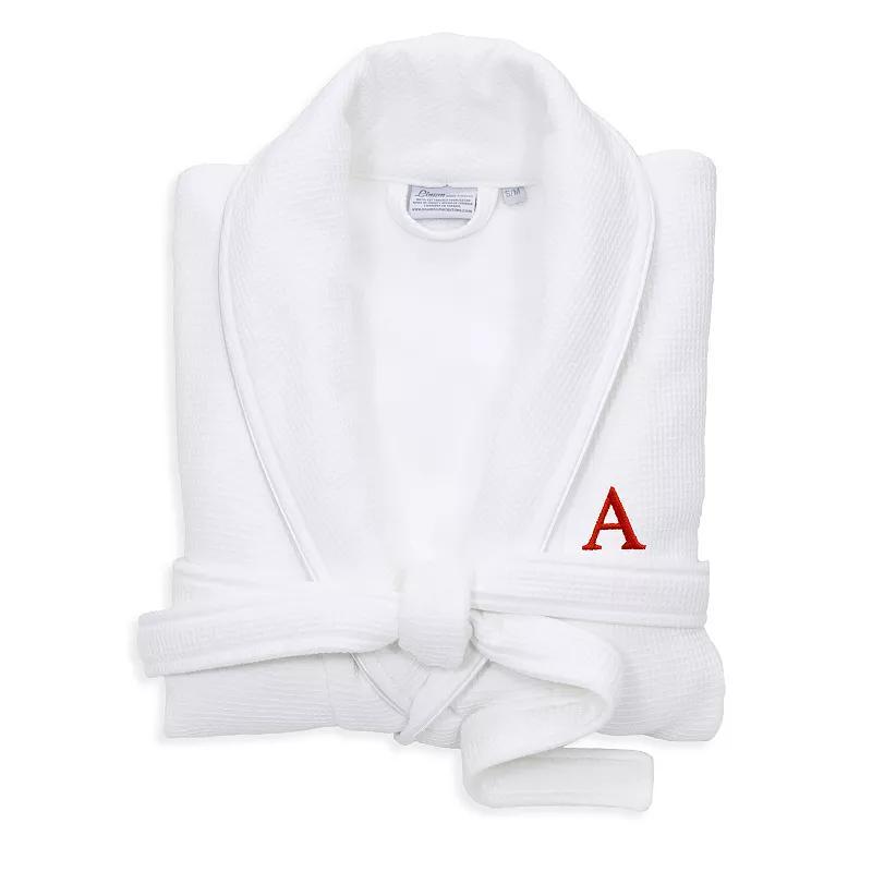 Linum Home Textiles Unisex Personalized Turkish Cotton Waffle Terry Satin Piped Trim Bathrobe, Womens Product Image