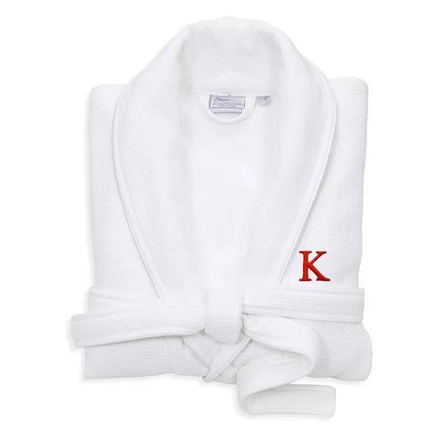 Linum Home Textiles Turkish Cotton Personalized Satin Piped Trim Waffle Terry White Bathrobe, Womens Product Image