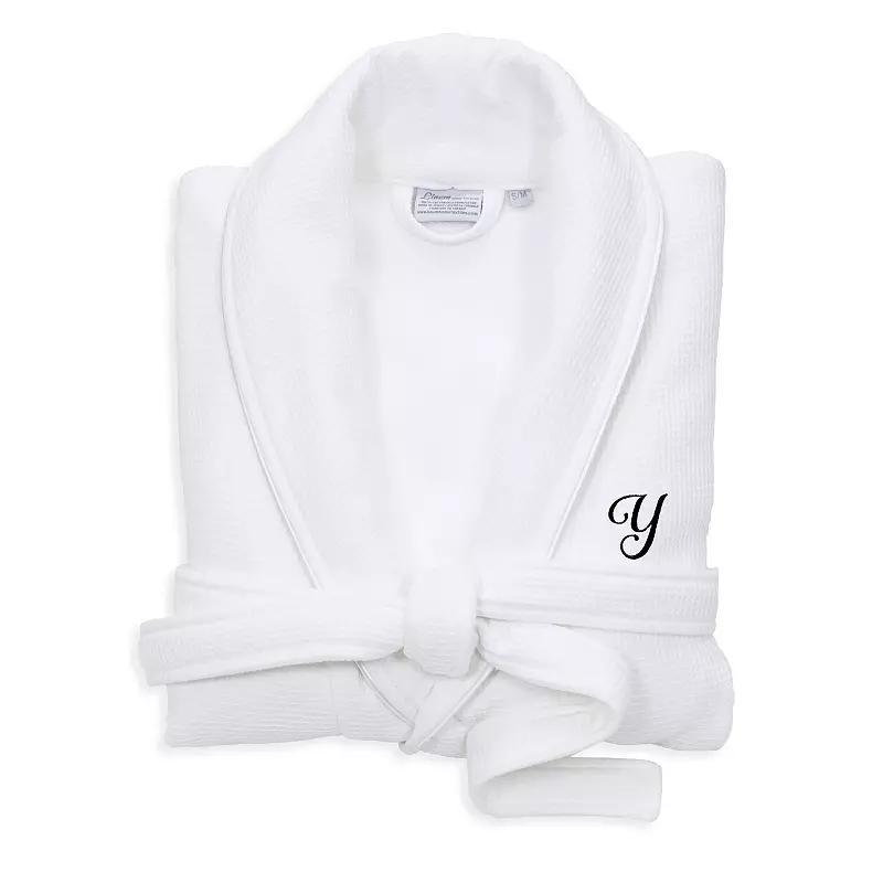 Linum Home Textiles Unisex Personalized Turkish Cotton Waffle Terry Satin Piped Trim Bathrobe, Womens Product Image