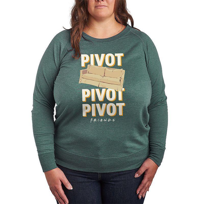 Plus Size Friends Pivot Couch Graphic Tee, Womens Grey Green Product Image