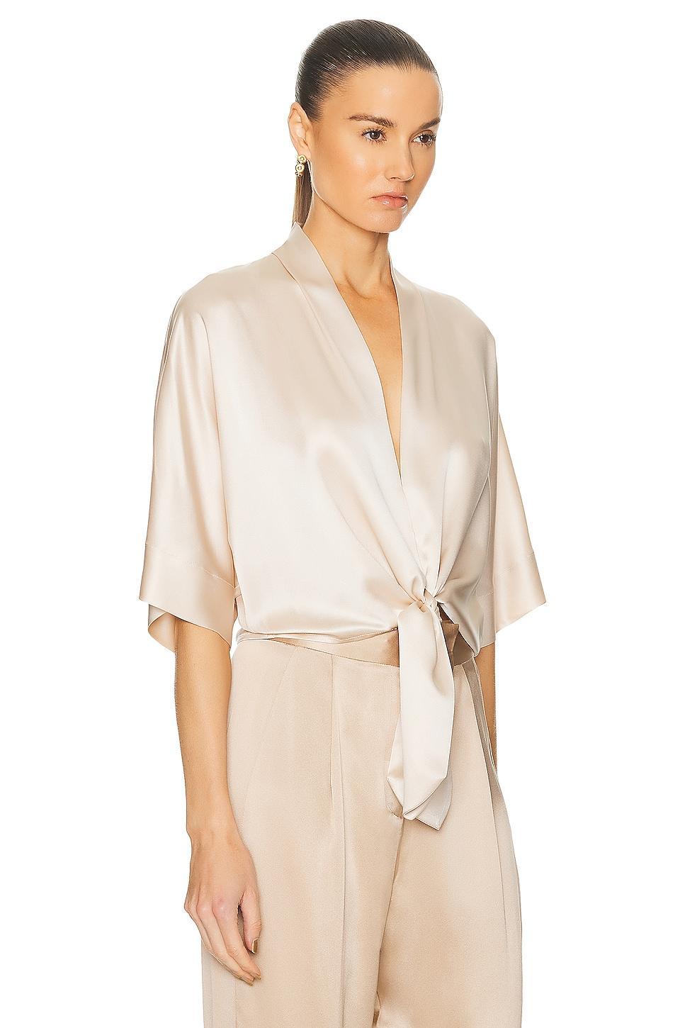 The Sei Dolman Tie Front Blouse in Beige Product Image