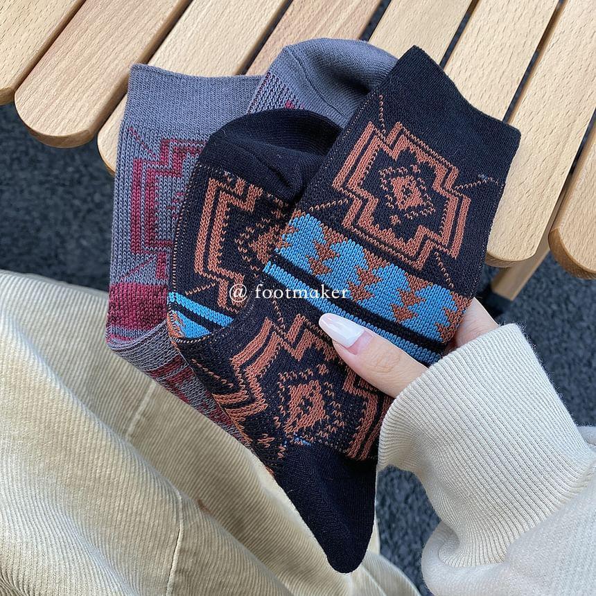 Patterned Crew Socks Product Image