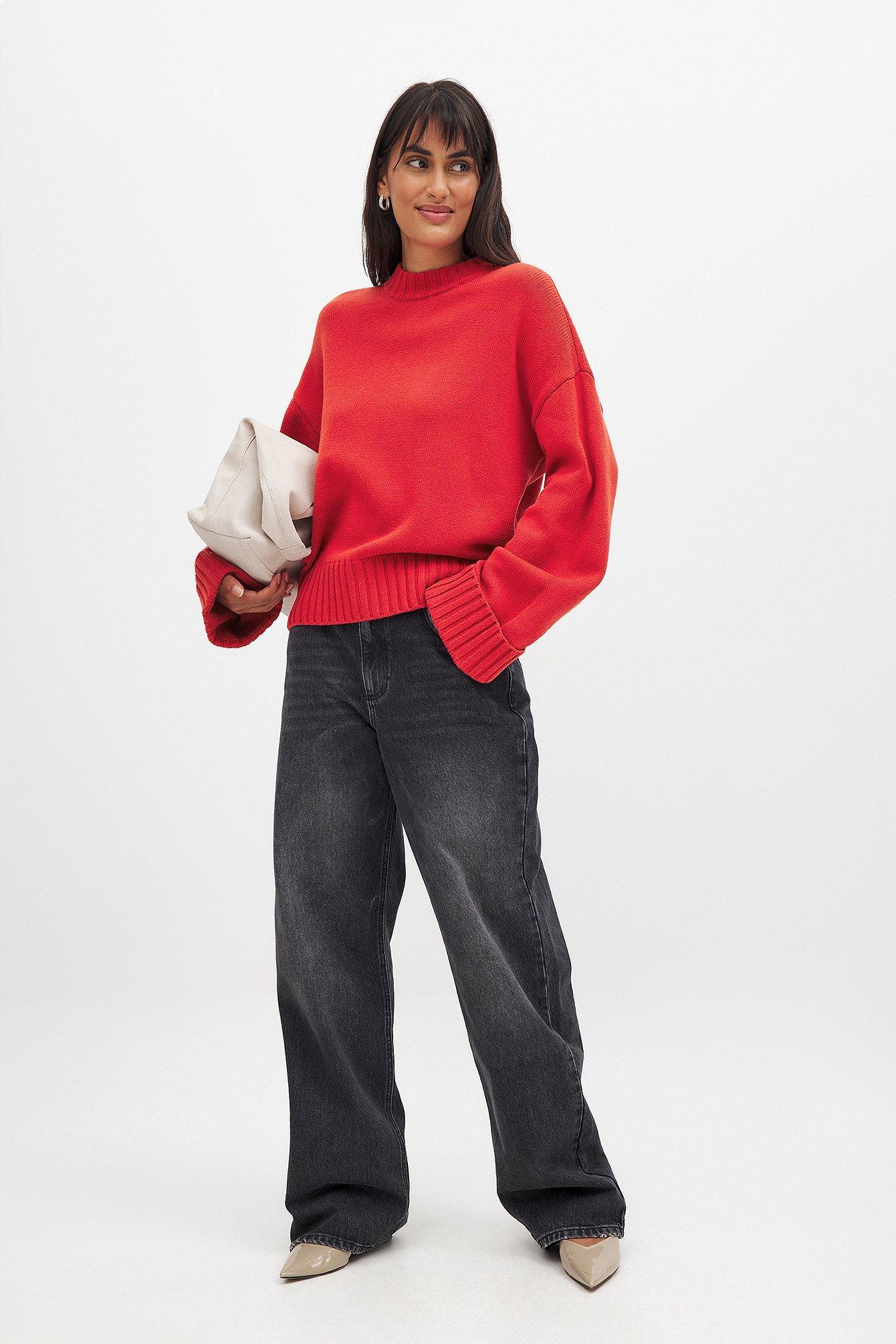 Folded Sleeve Knitted Sweater Product Image