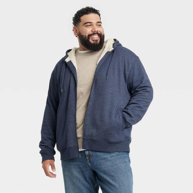 Mens Big & Tall High Pile Lined Zip-Up Hoodie - Goodfellow & Co Fighter Pilot Blue 3XLT Product Image